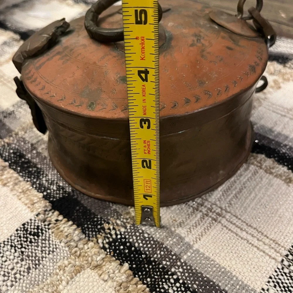Antique Chapati Copper India Betel Box - Picture 7 of 17